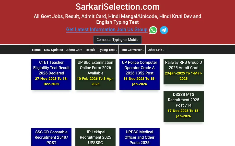 Screenshot of sarkariselection.com
