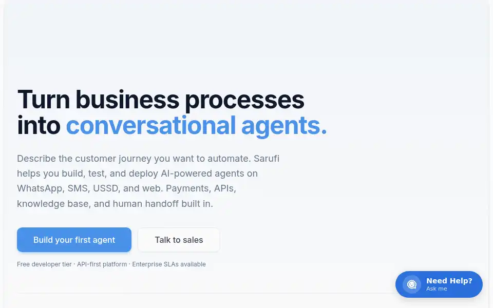 Screenshot of sarufi.io