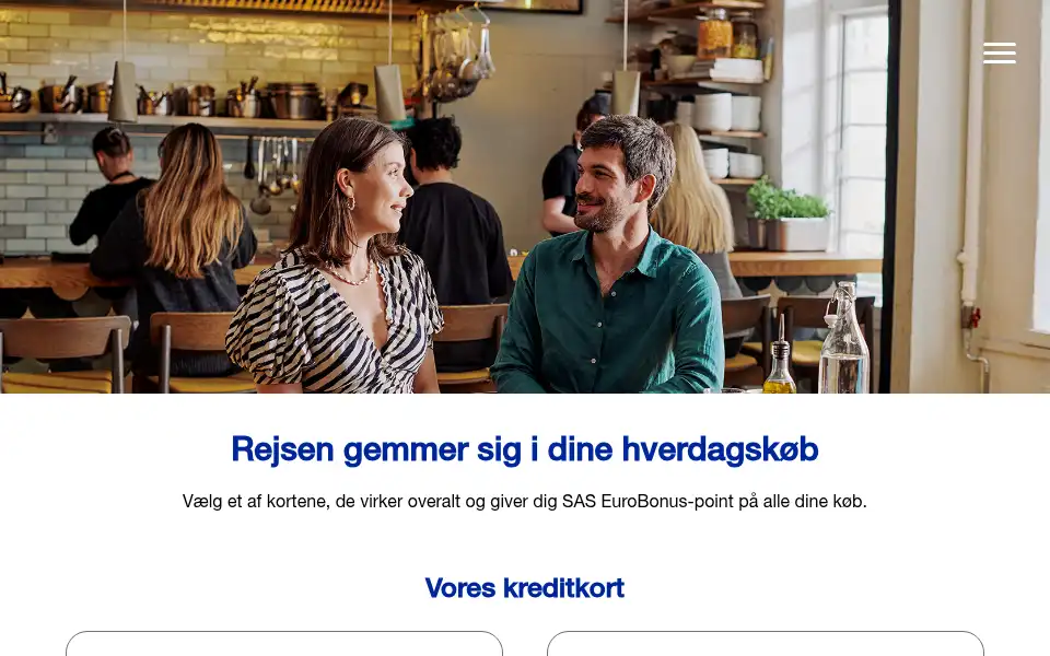 Screenshot of saseurobonusmastercard.dk