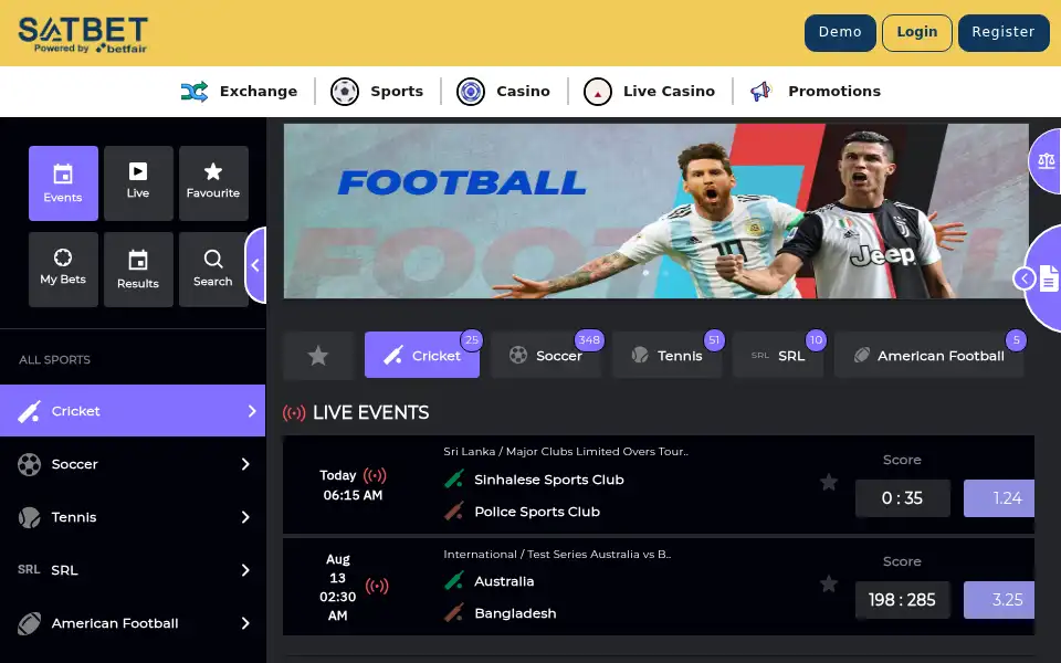 Screenshot of satbet.com