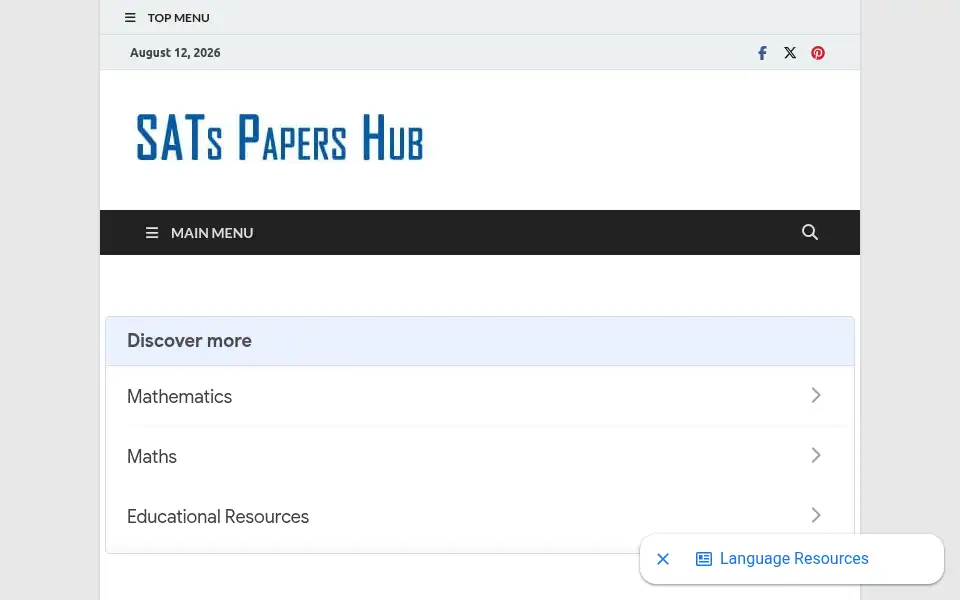 Screenshot of satspapershub.co.uk