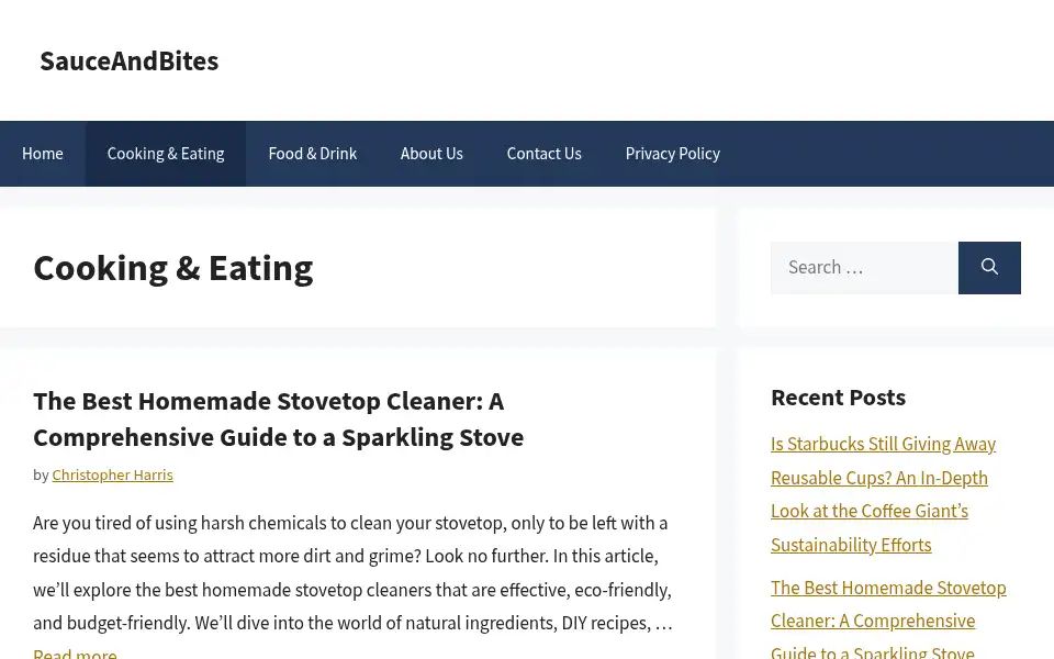 Screenshot of sauceandbites.com