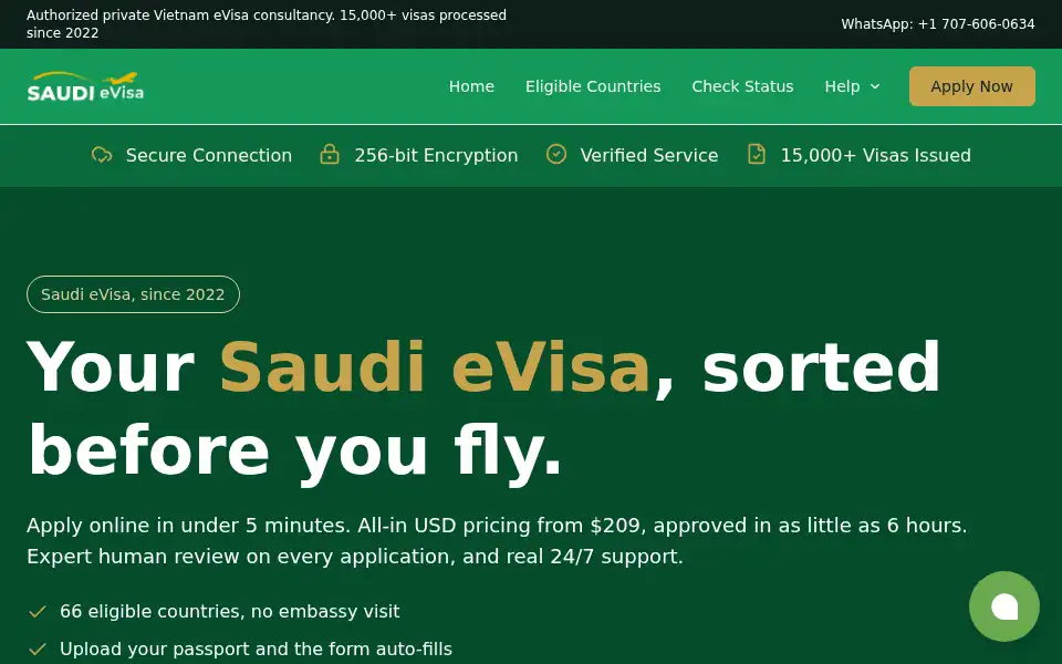 Screenshot of saudievisa.com