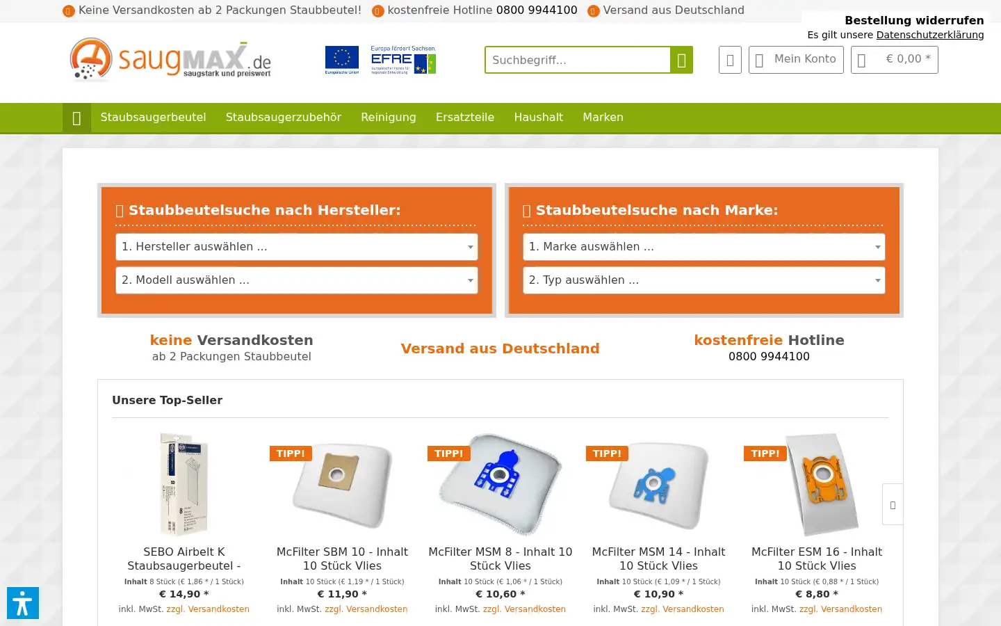 Screenshot of saugmax.de