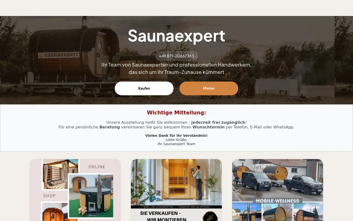 Screenshot of saunaexpert.de