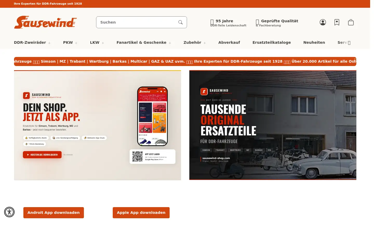 Screenshot of sausewind-shop.com