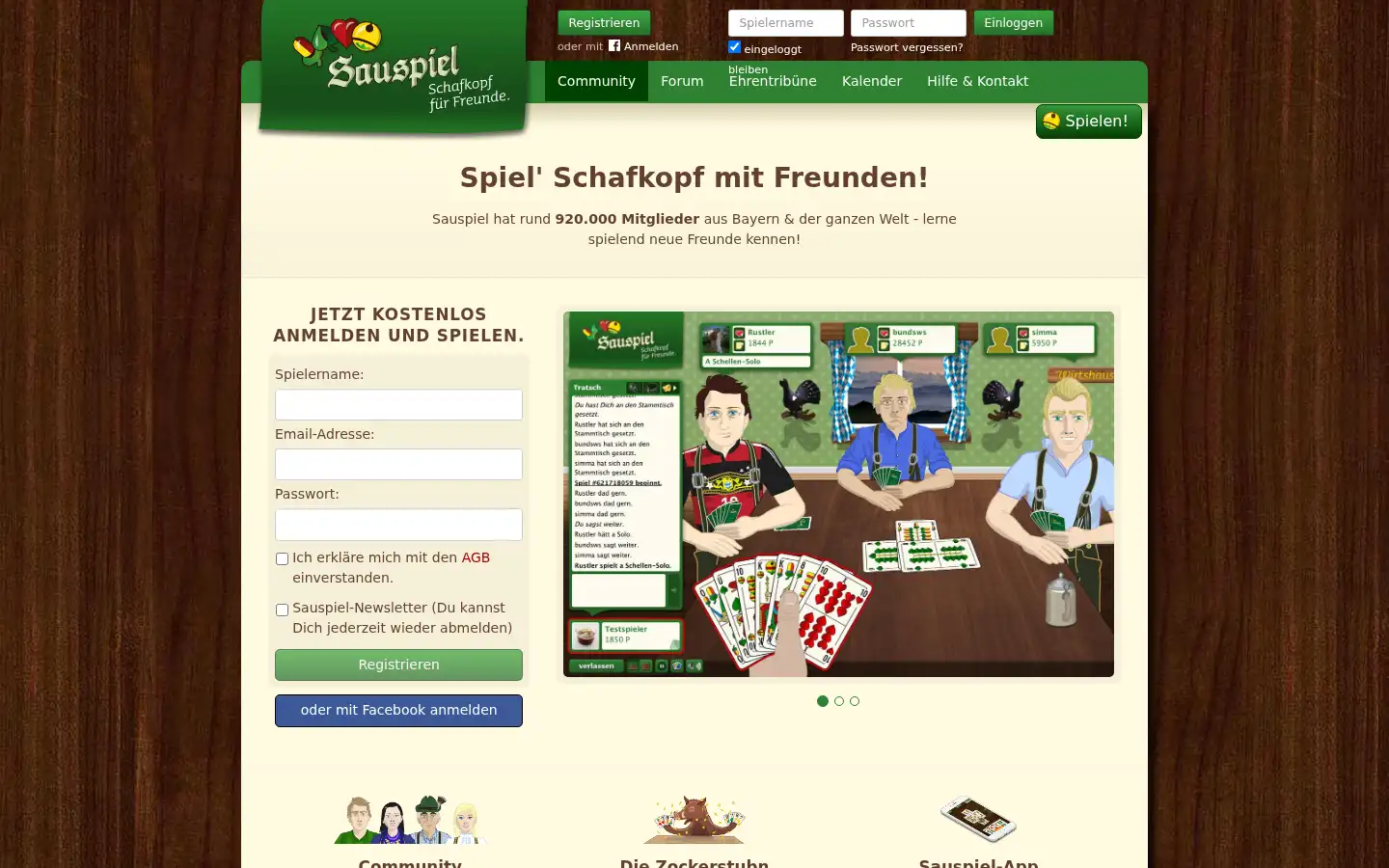 Screenshot of sauspiel.de