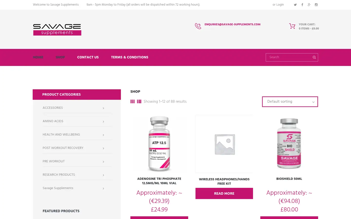Screenshot of savage-supplements.com