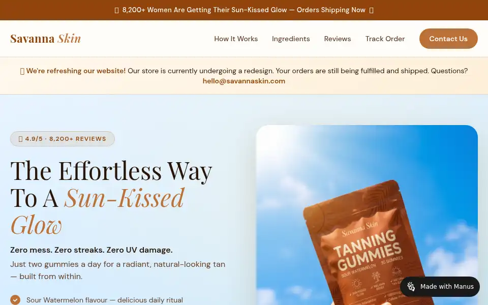 Screenshot of savannaskin.com