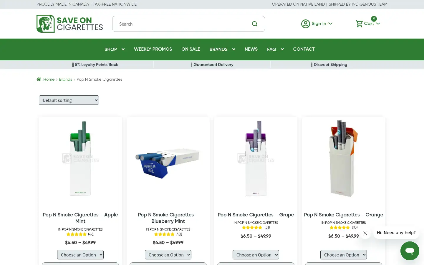 Screenshot of saveoncigs.com