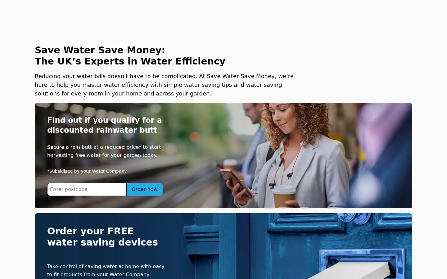 Screenshot of savewatersavemoney.co.uk
