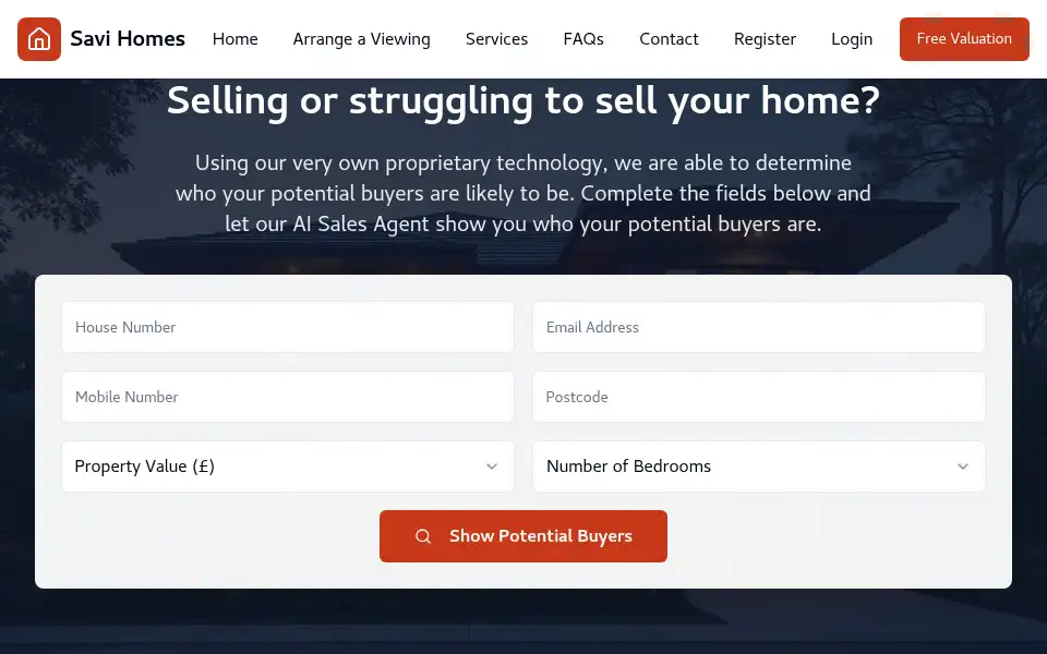 Screenshot of savihomes.co.uk
