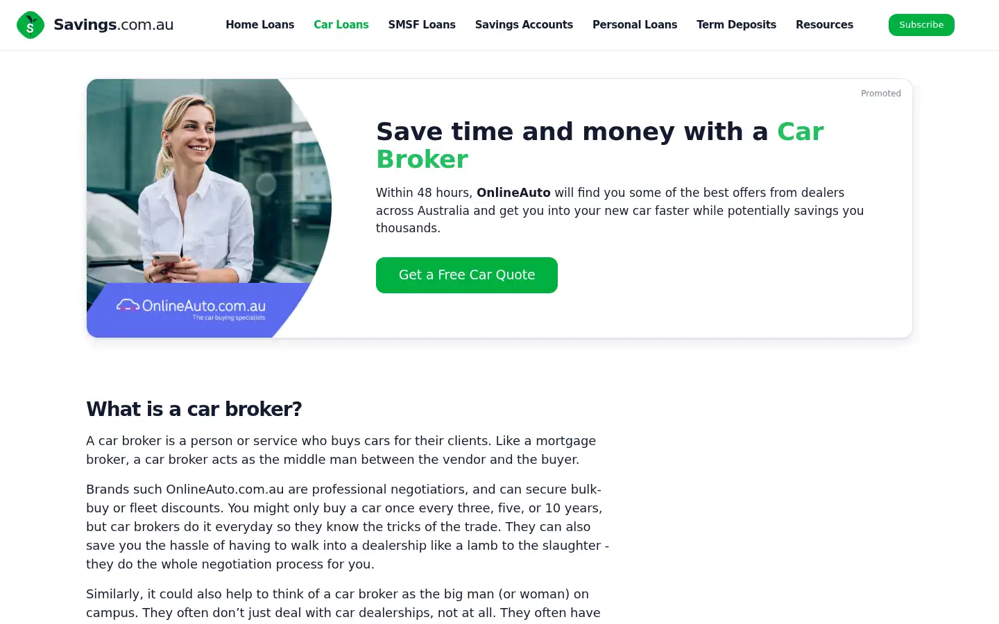 Screenshot of savings.com.au