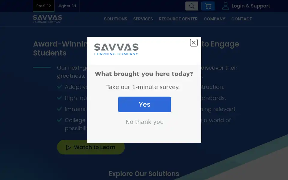 Screenshot of savvas.com