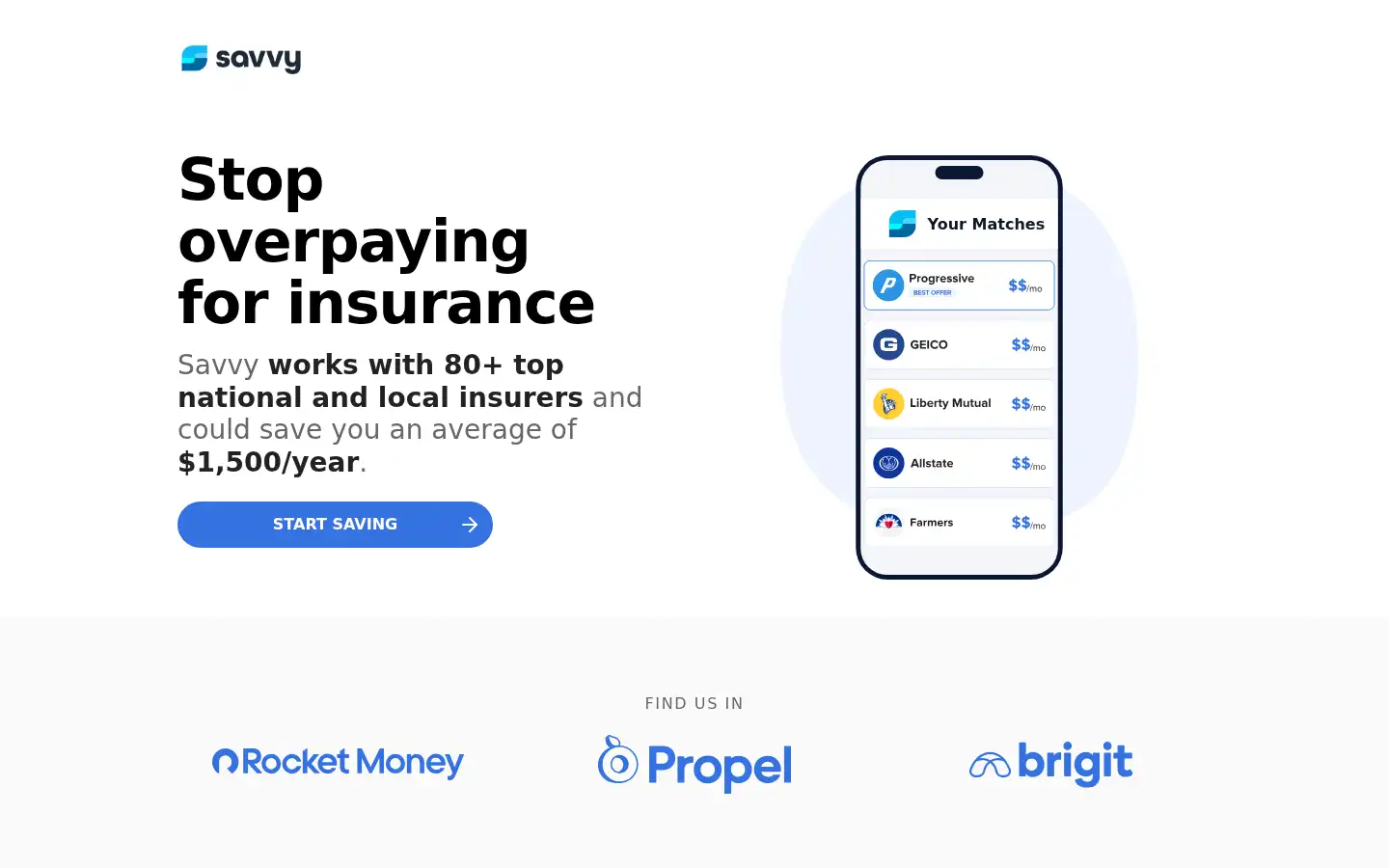 Screenshot of savvy.insure