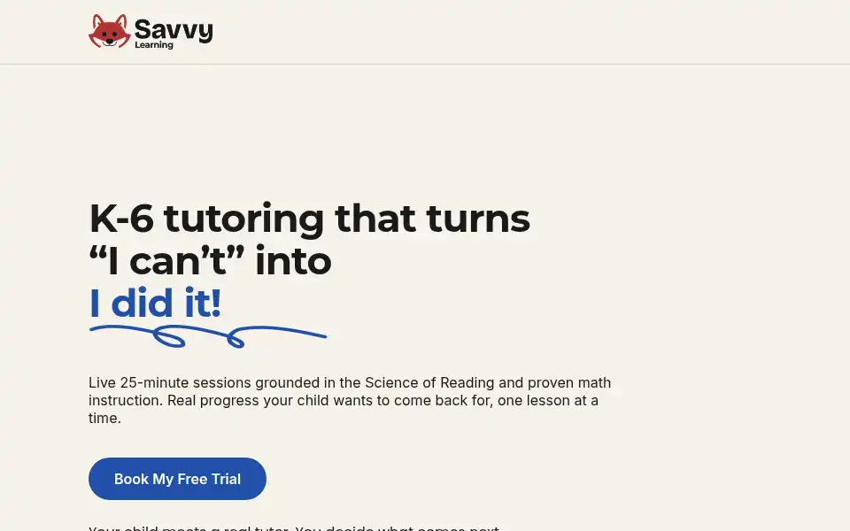 Screenshot of savvylearning.com