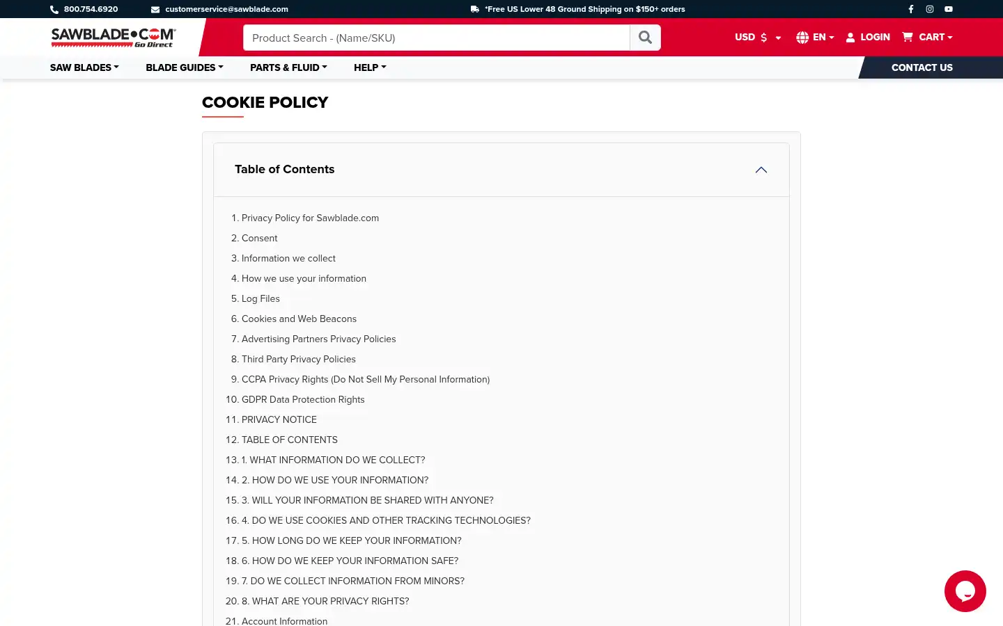 Screenshot of sawblade.com