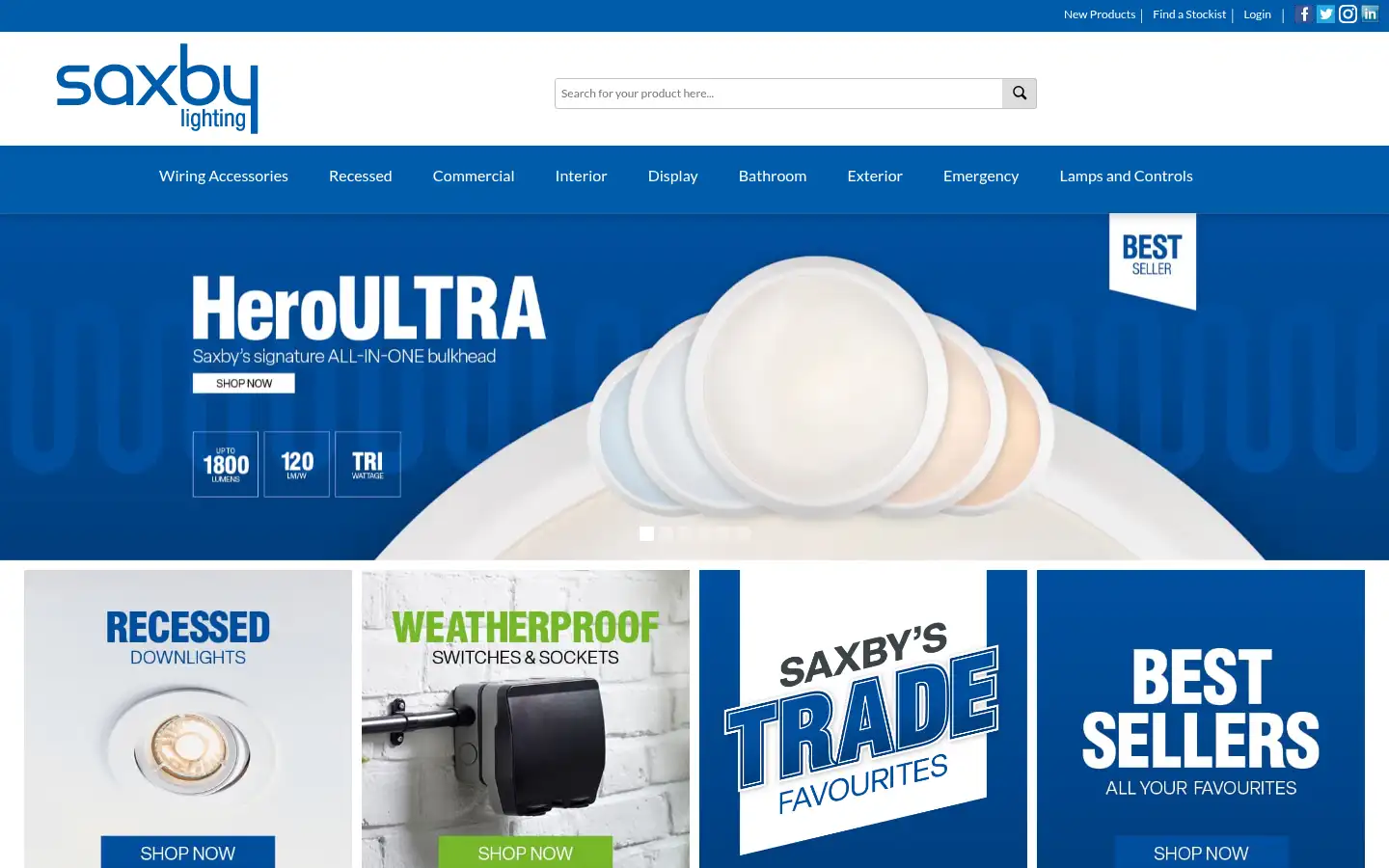 Screenshot of saxbylighting.com