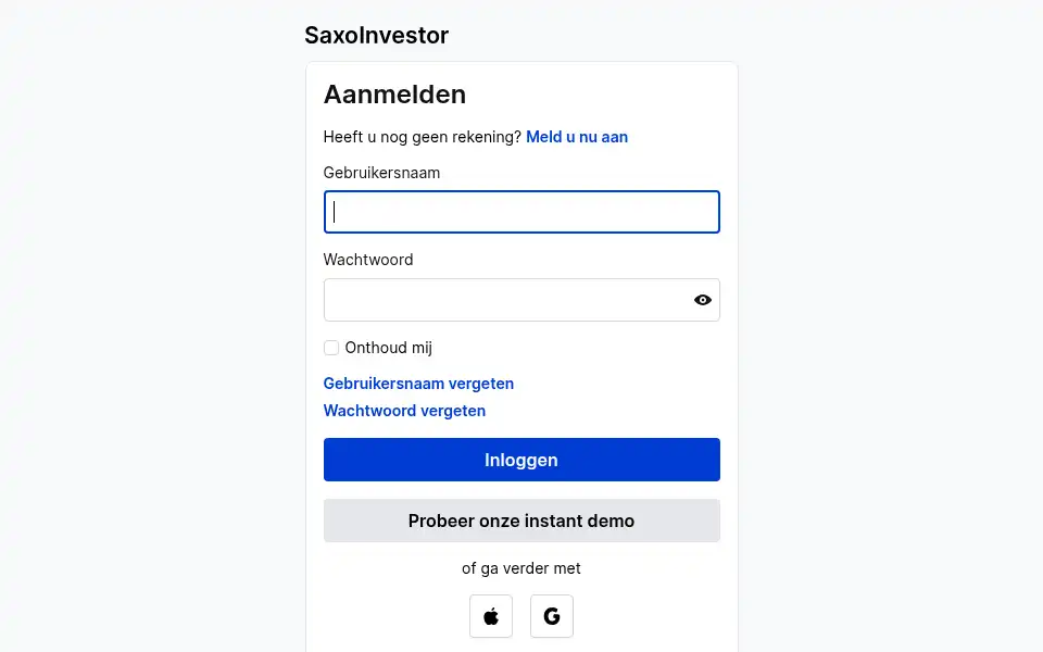 Screenshot of saxoinvestor.be