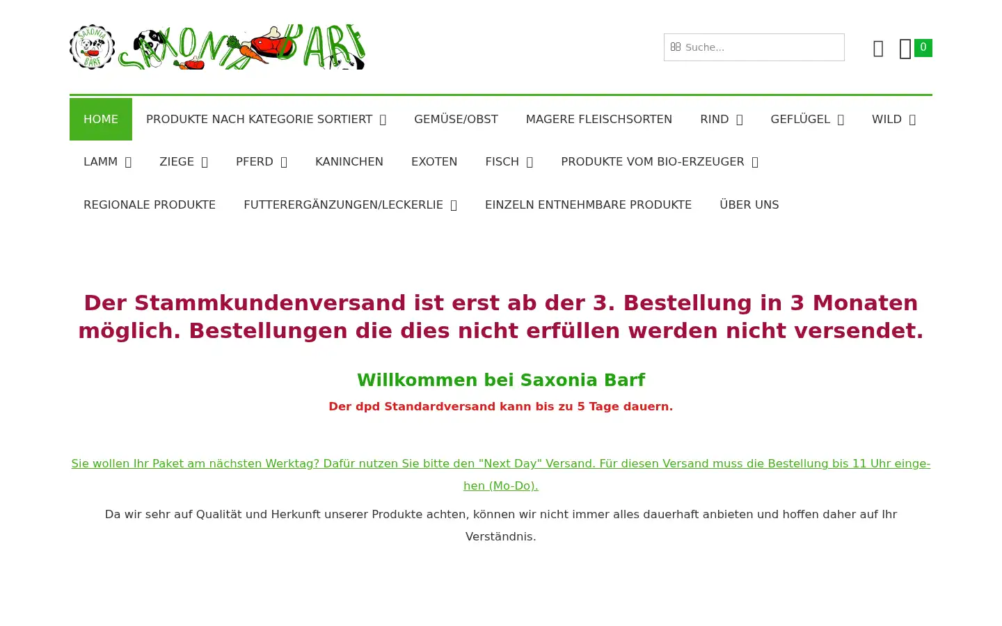 Screenshot of saxonia-barf.de