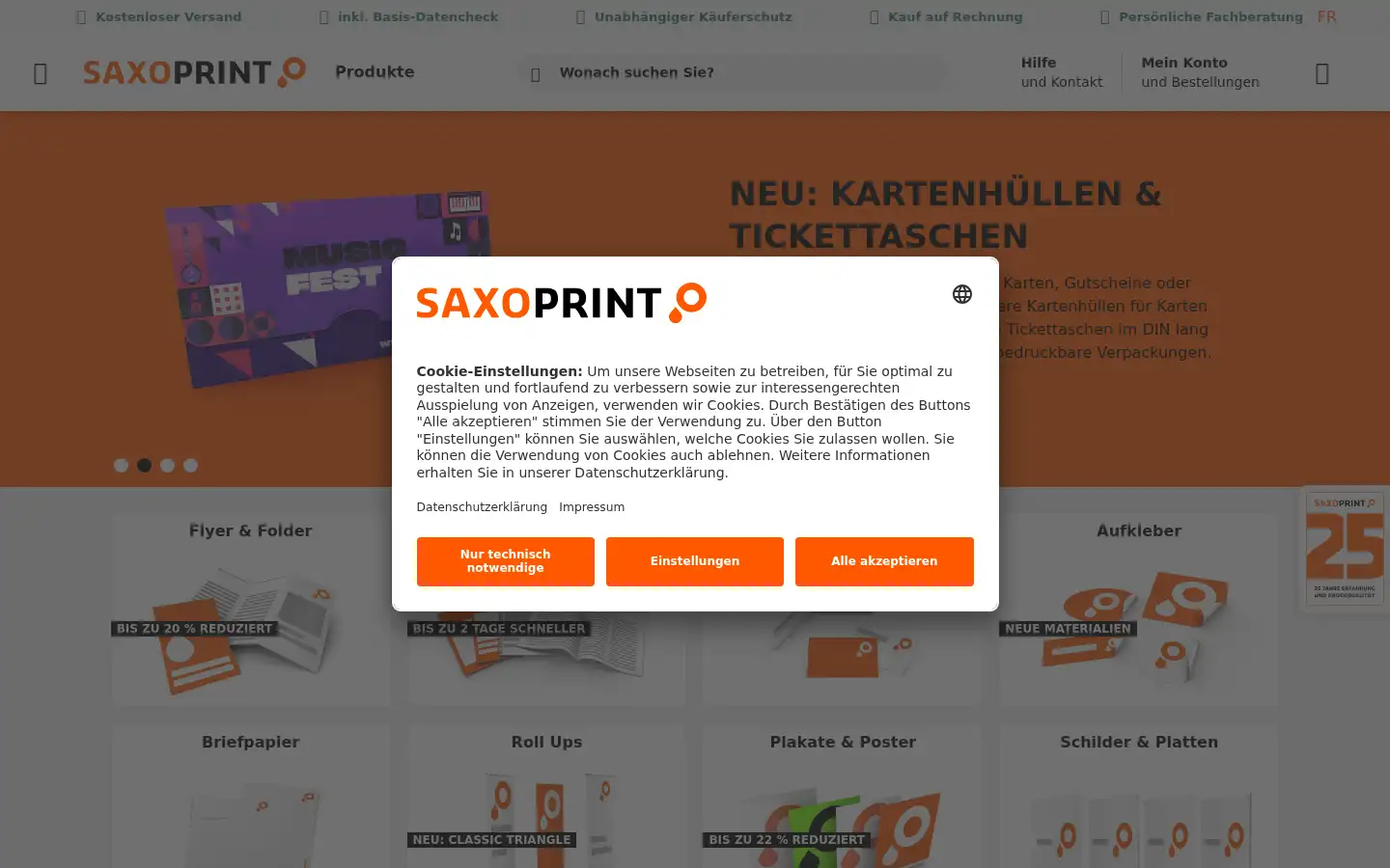 Screenshot of saxoprint.ch