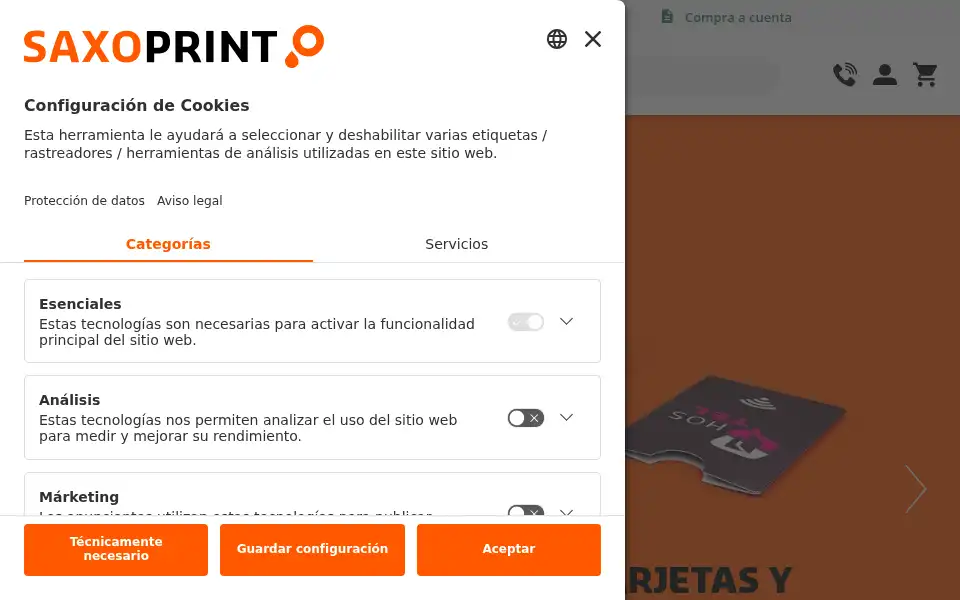 Screenshot of saxoprint.es