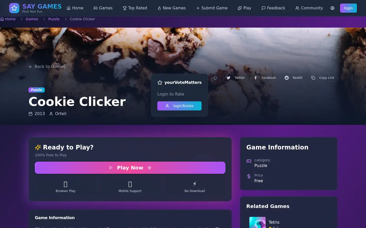 Screenshot of saygames.com