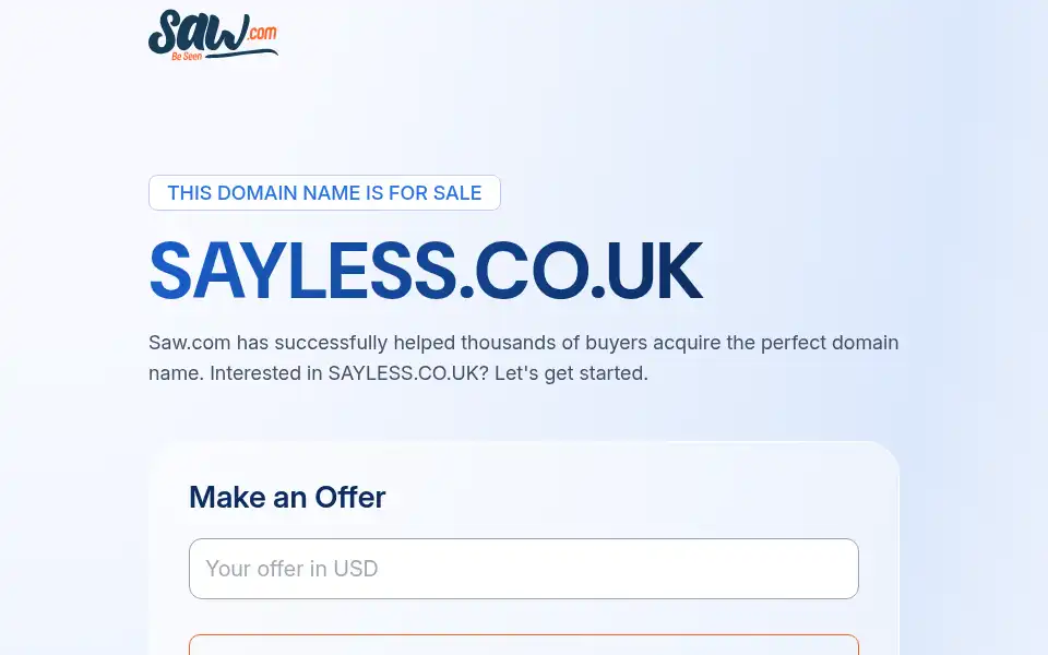 Screenshot of sayless.co.uk