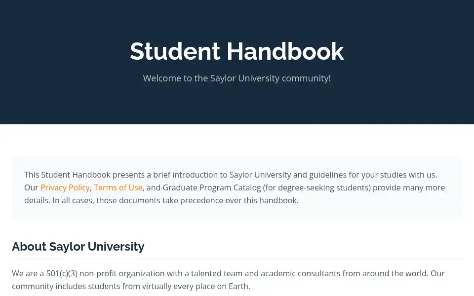 Screenshot of saylor.org