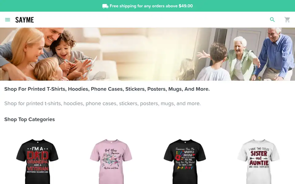 Screenshot of saymestore.com
