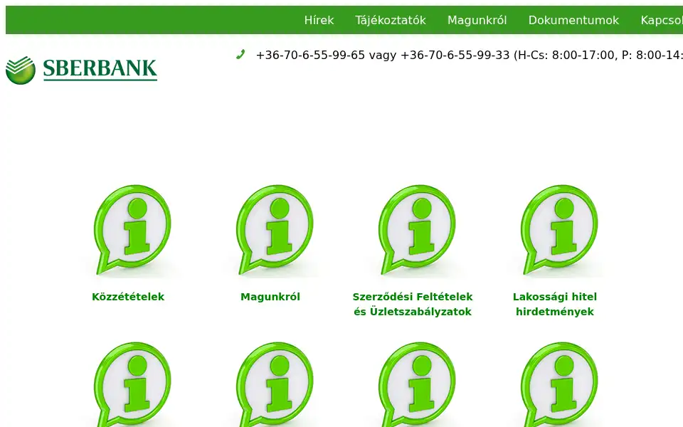 Screenshot of sberbank.hu
