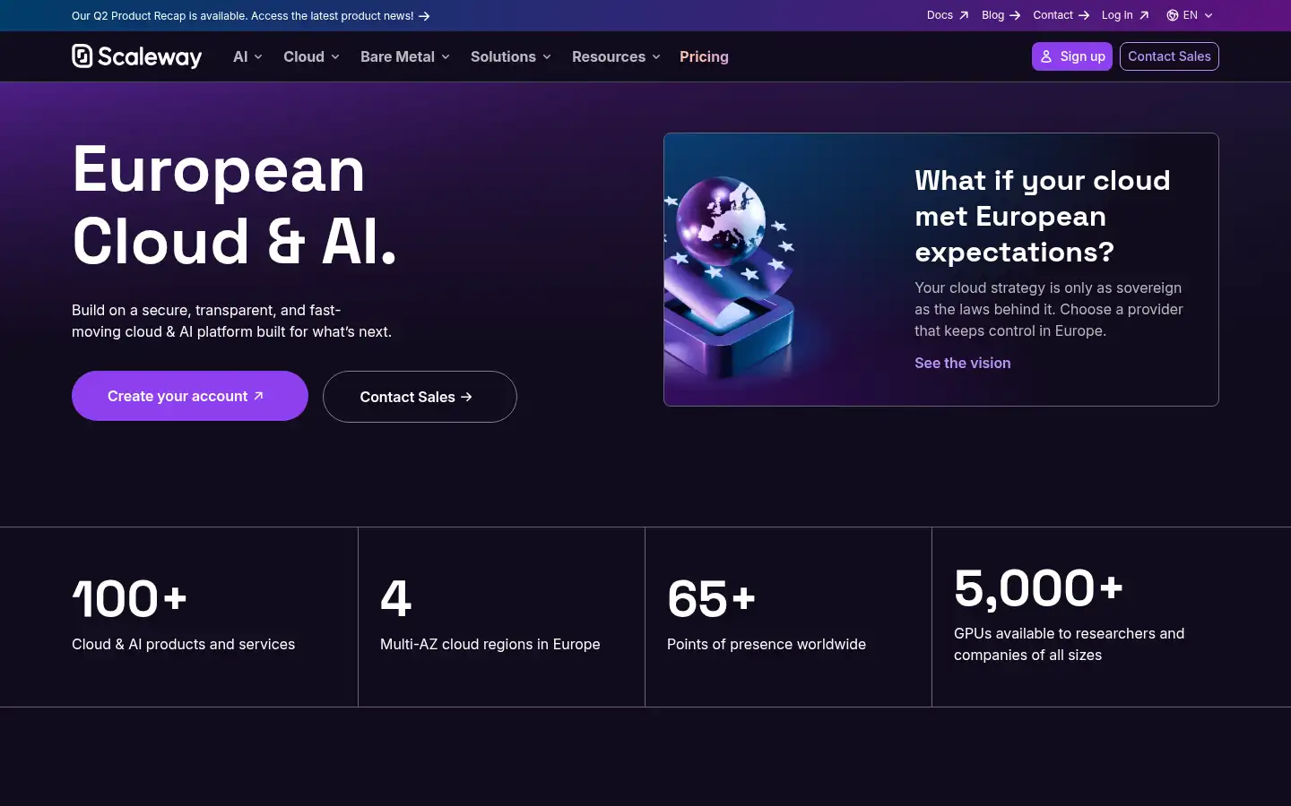Screenshot of scaleway.com