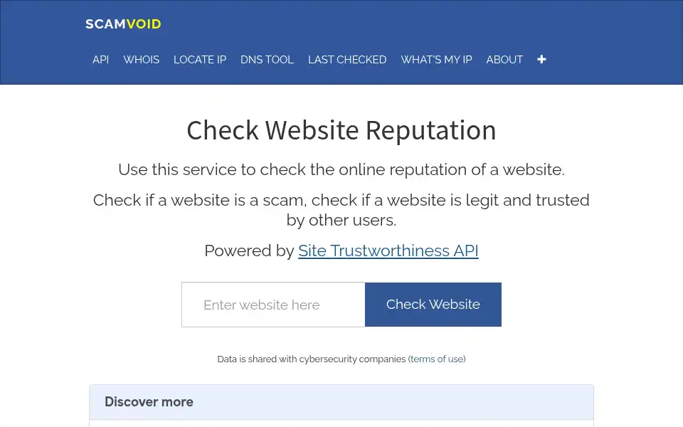Screenshot of scamvoid.net