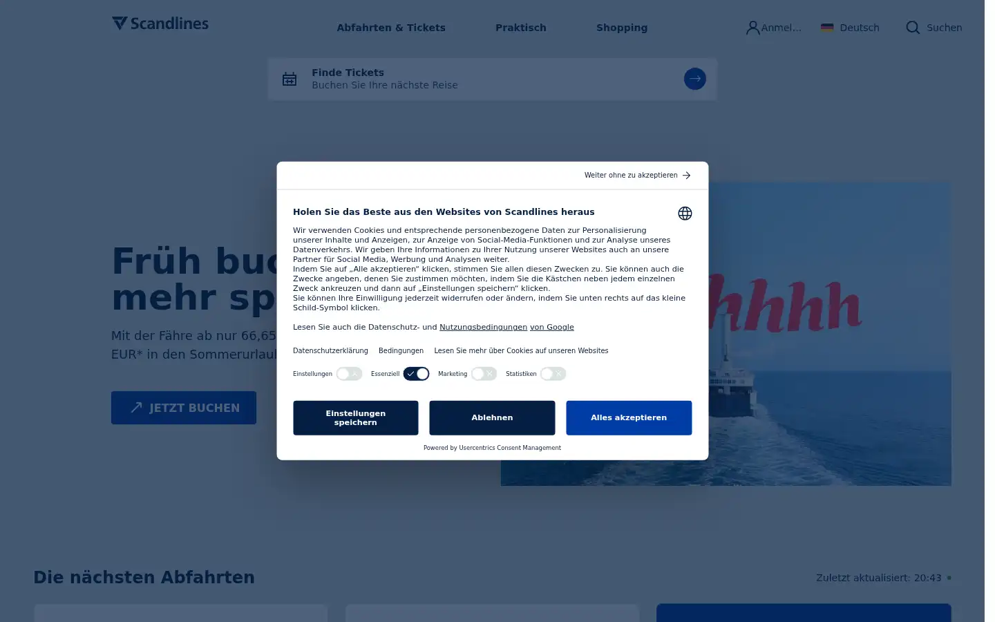 Screenshot of scandlines.de