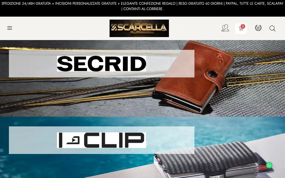 Screenshot of scarcella-pelletterie-regali.it