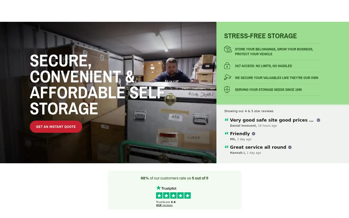 Screenshot of scaselfstorage.co.uk
