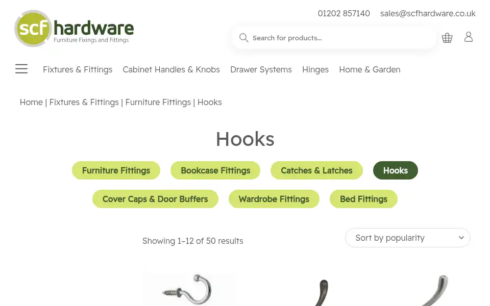 Screenshot of scfhardware.co.uk