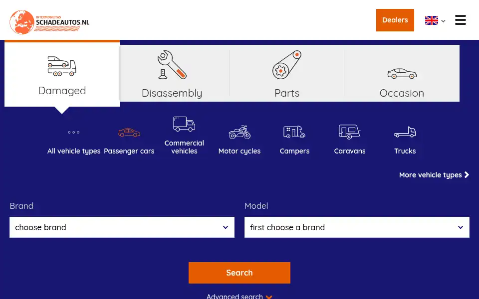 Screenshot of schadeautos.nl