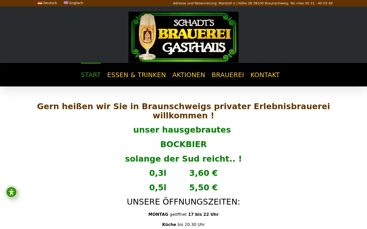 Screenshot of schadts-brauerei-gasthaus.de