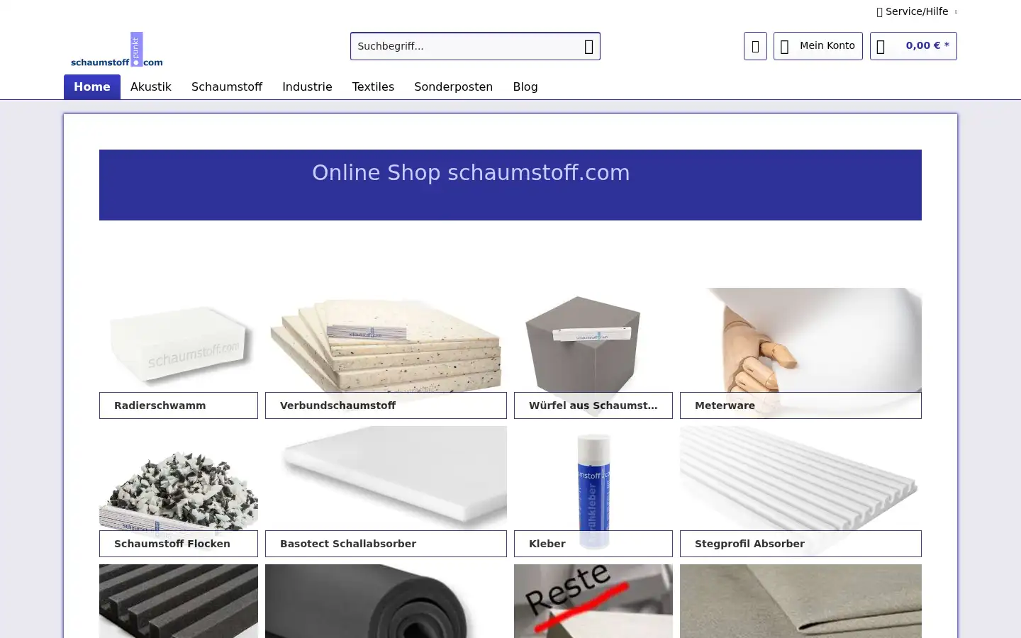 Screenshot of schaumstoff.com