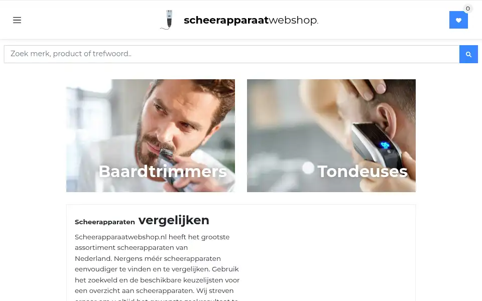 Screenshot of scheerapparaatwebshop.nl