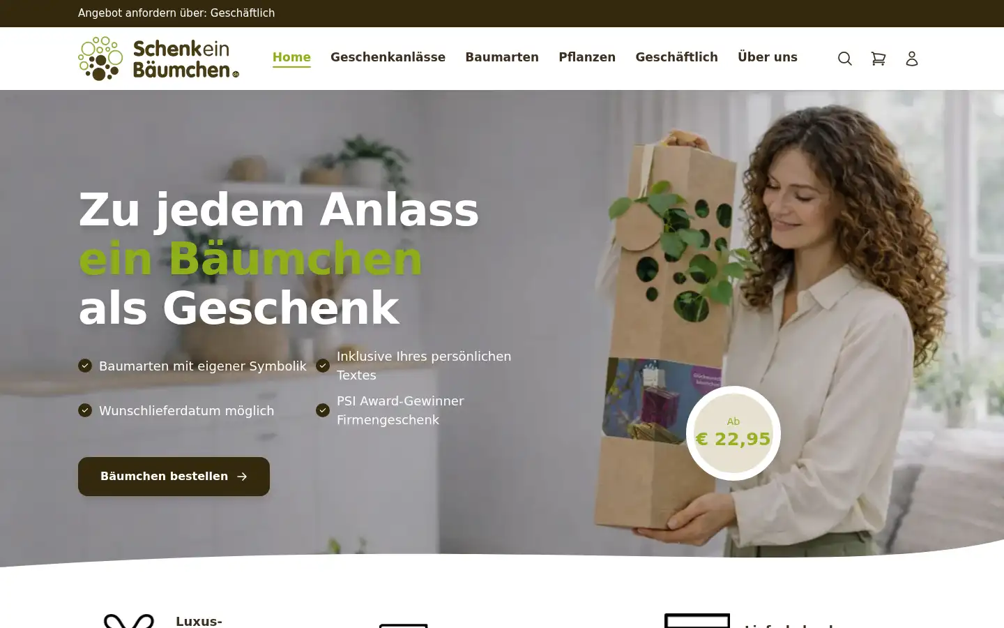 Screenshot of schenkeinbaeumchen.de
