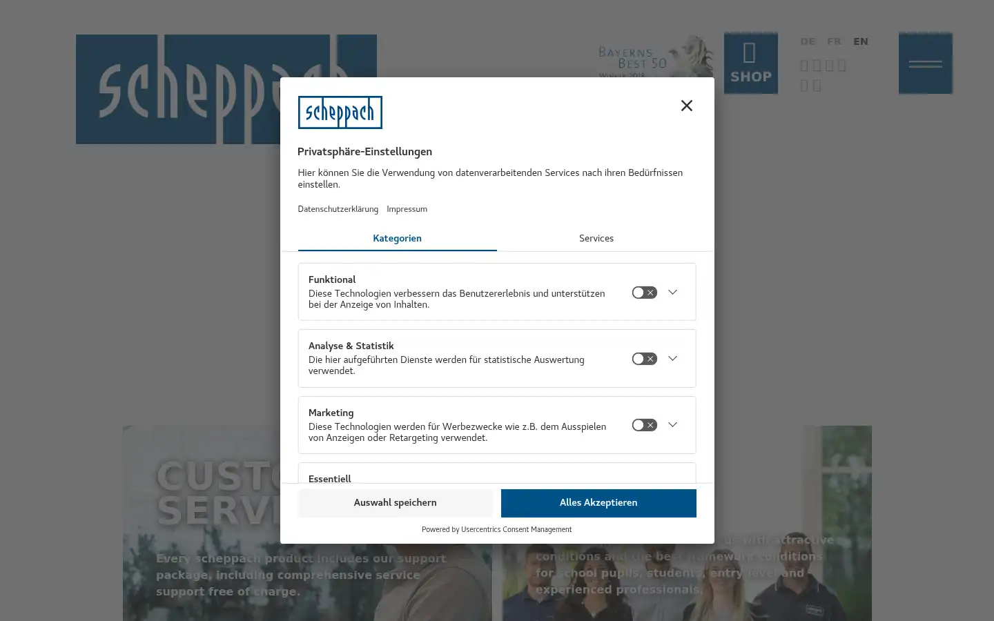Screenshot of scheppach.com