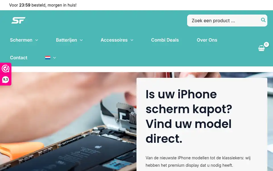 Screenshot of schermfixen.nl