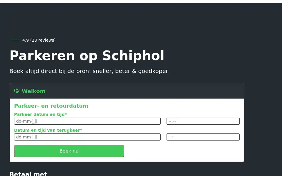 Screenshot of schipholparkeren.nl