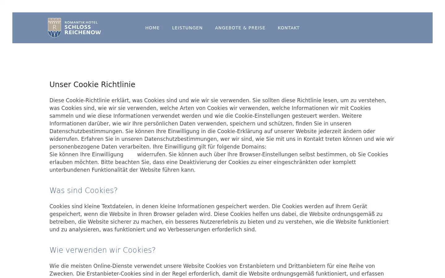 Screenshot of schlossreichenow.com