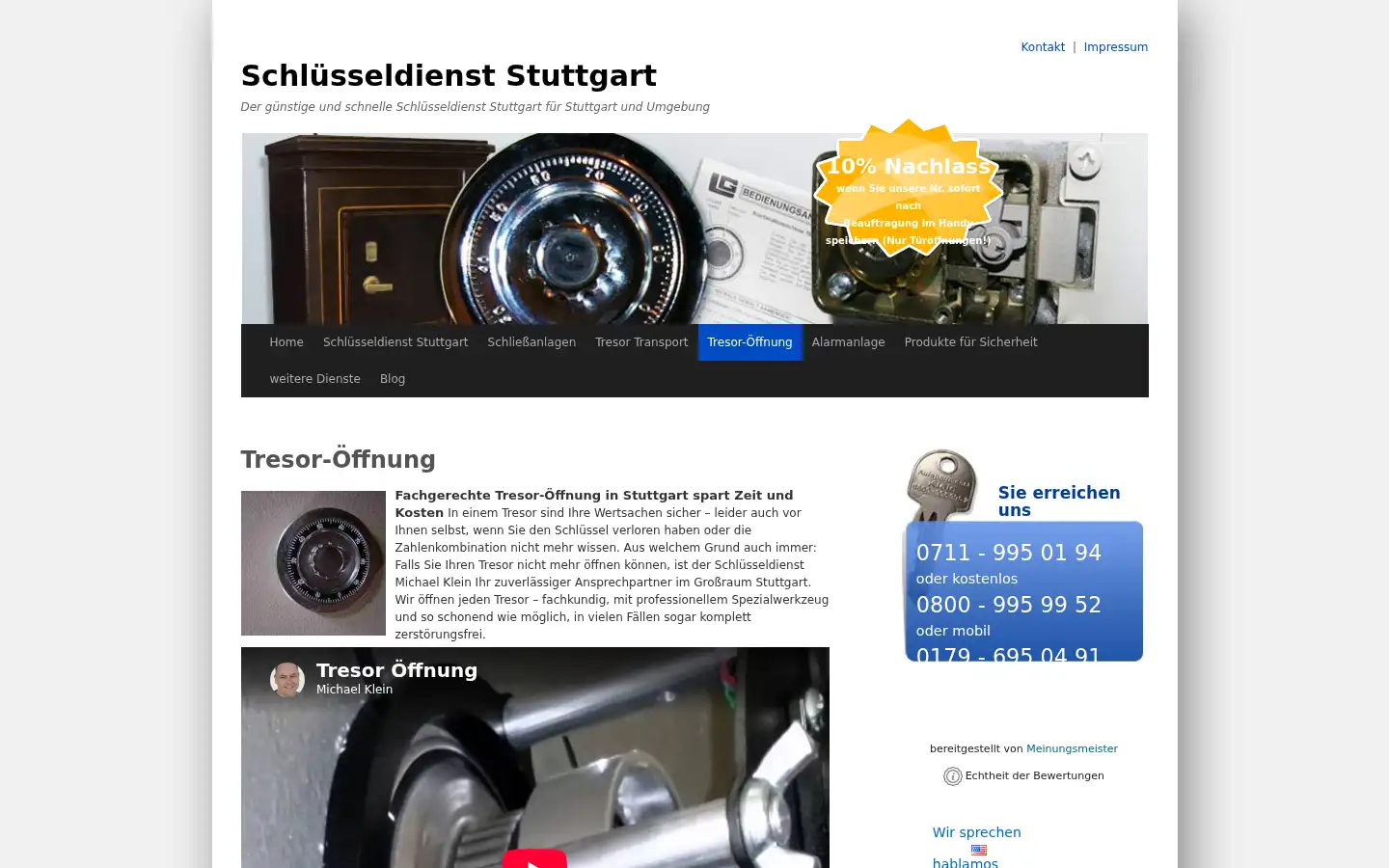 Screenshot of schluesseldienst-in-stuttgart.com