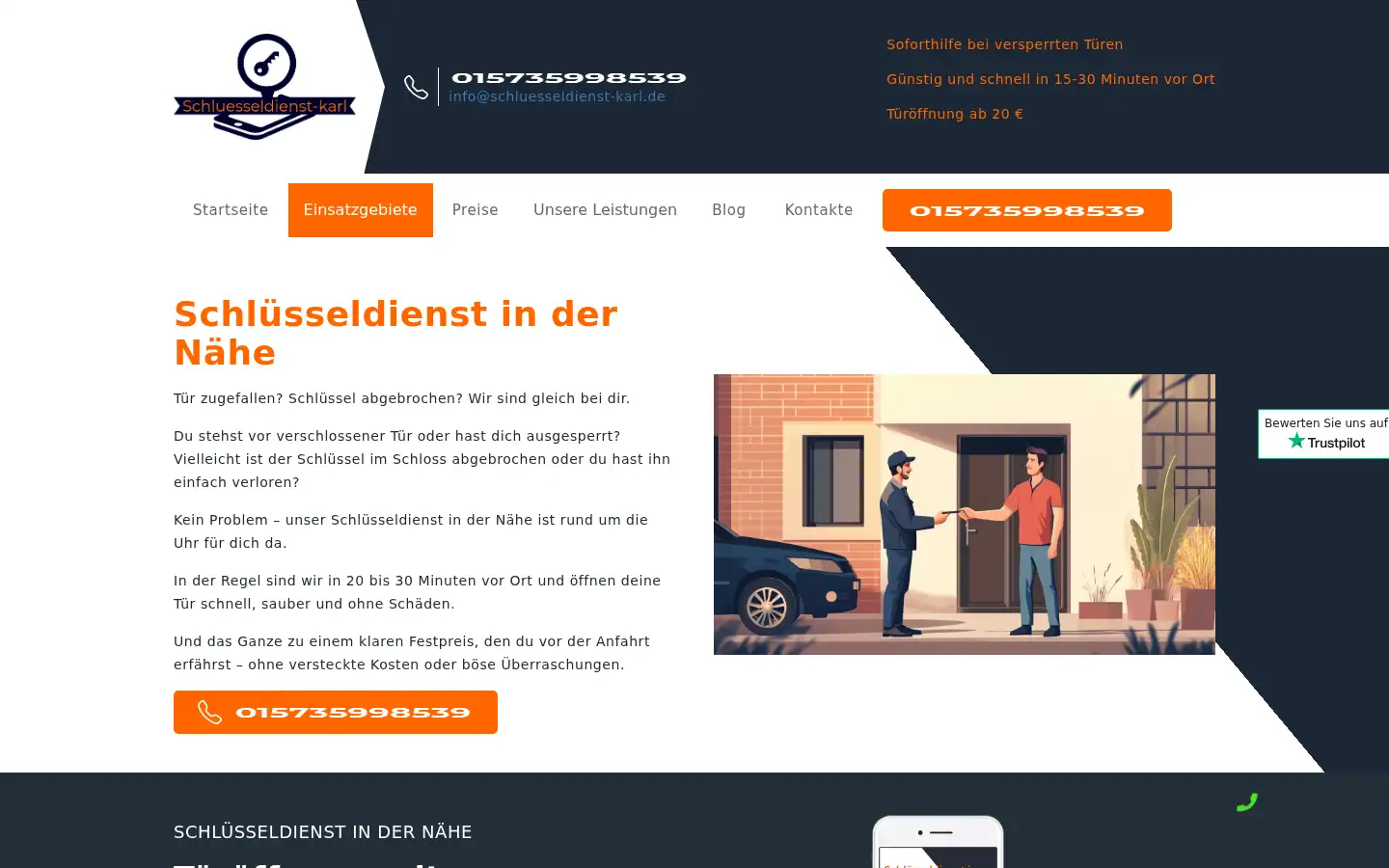 Screenshot of schluesseldienst-karl.de