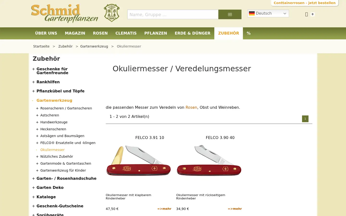 Screenshot of schmid-gartenpflanzen.de