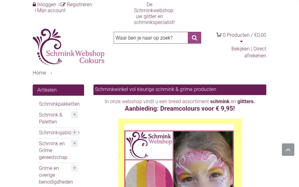 Screenshot of schminkwebshop.nl